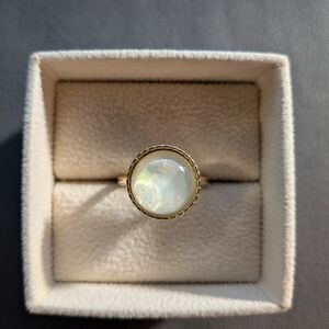 Gold Tone Milk Glass Ring